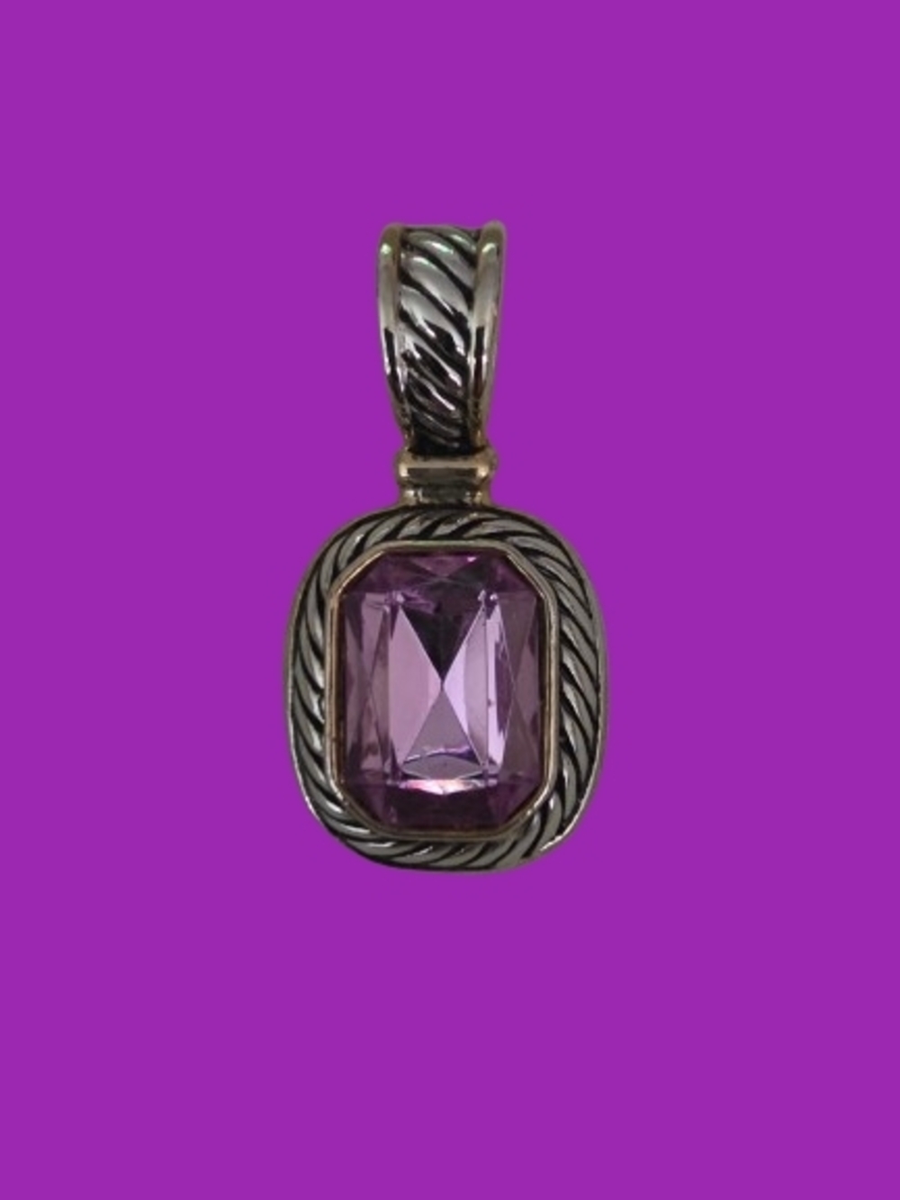 📣 Classic Y2K Purple 💜 Two Tone Gold / Silver / Black Rope Pendant 😍